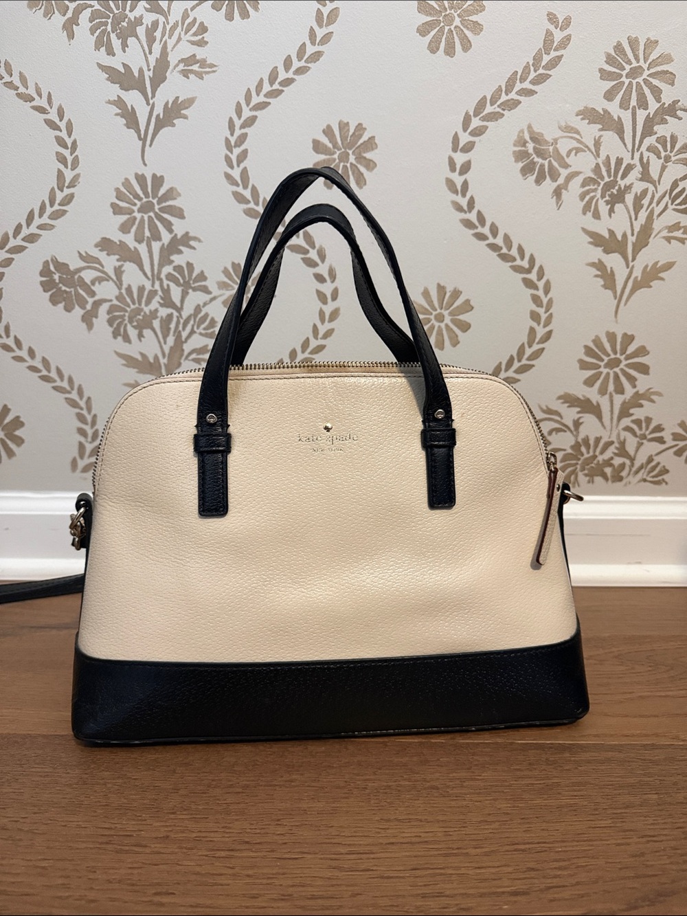 kate spade Two-Tone Cream and Black Dome Satchel